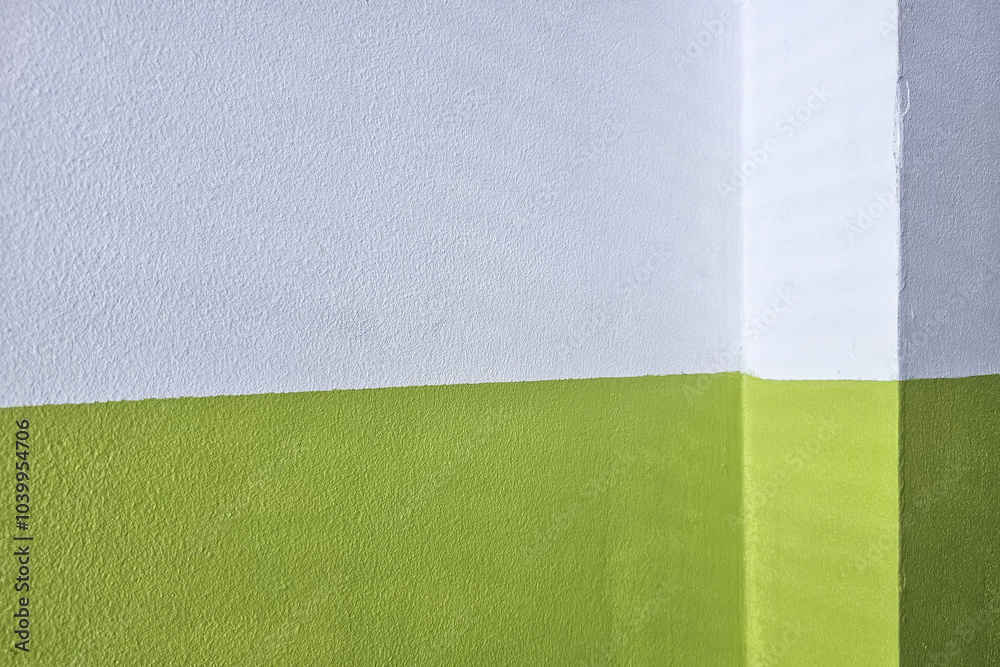 Fototapeta premium Corner Room with White and Yellow Paint Concrete Wall.