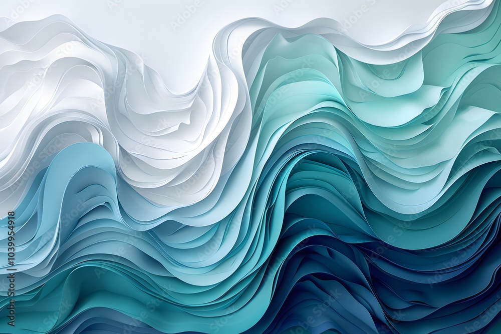 Fototapeta premium Serene Waves of Color: A Fluid Abstract Design