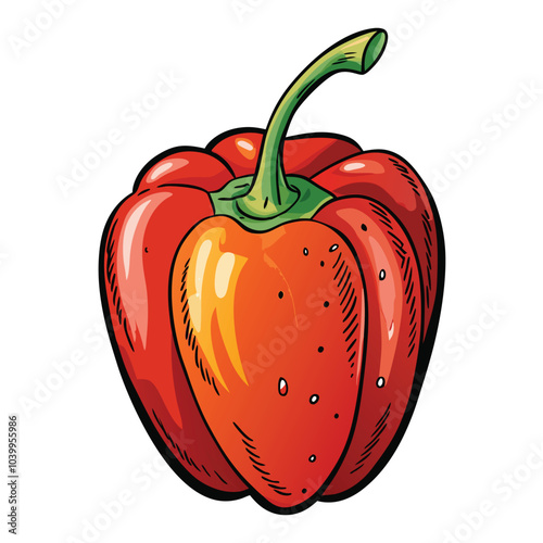 Paprika Hand-Drawn in Watercolor Style Artistic Illustration on White Background