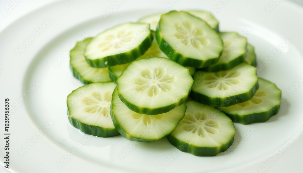 sliced cucumber on plate, Al Generation sliced cucumber on plate, Al Generation