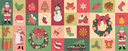 Merry Christmas colorful set posters