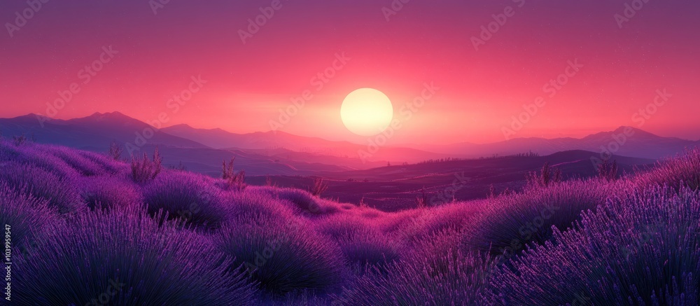 Sunset over Lavender Fields Sunset over Lavender Fields