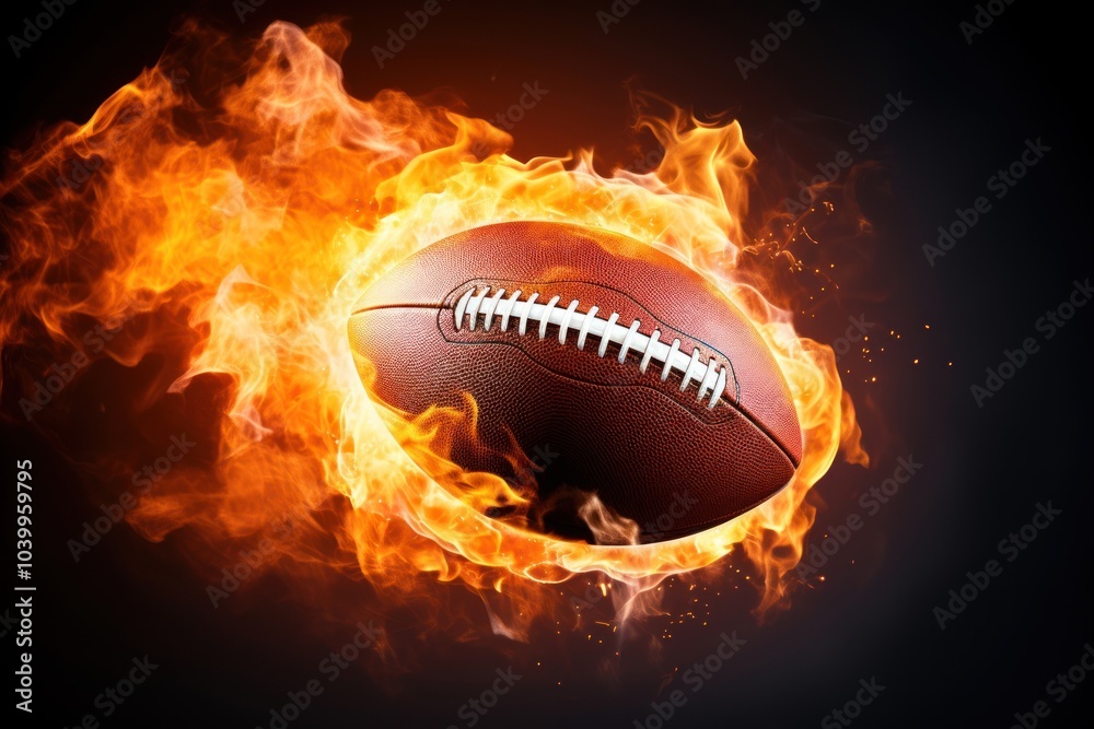 American football ball sports flame fire. American football ball sports flame fire.
