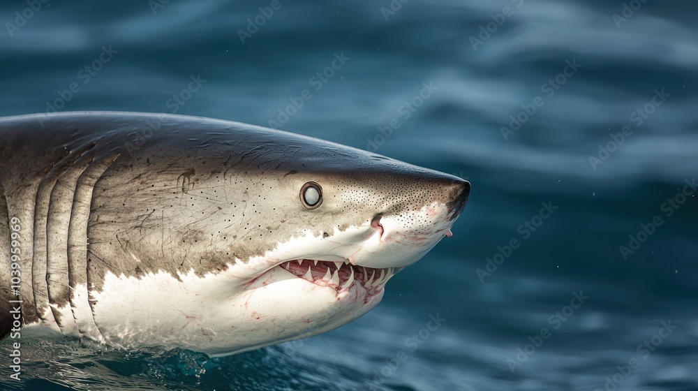Naklejka premium Close-up of a Great White Shark