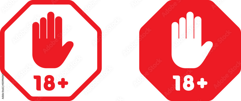 Adults only 18+age restriction sign vector illustration design Adults only 18+age restriction sign vector illustration design