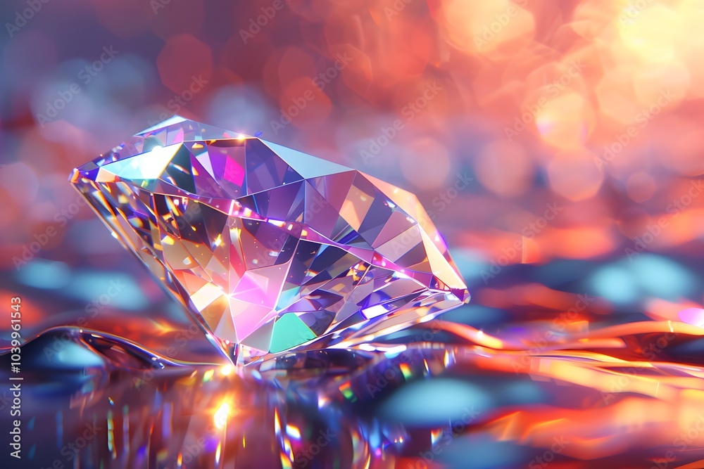 Captivating Sparkle of a Diamond on a Colorful Surface Captivating Sparkle of a Diamond on a Colorful Surface