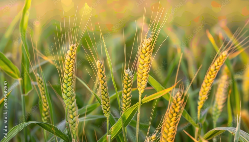 Fototapeta premium Golden wheat stalks in field