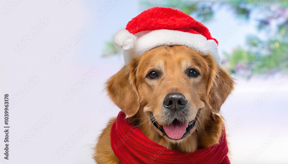 Golden retriever with Santa hat red scarf 09.jpg, Golden retriever with Santa hat red scarf Golden retriever with Santa hat red scarf 09.jpg, Golden retriever with Santa hat red scarf