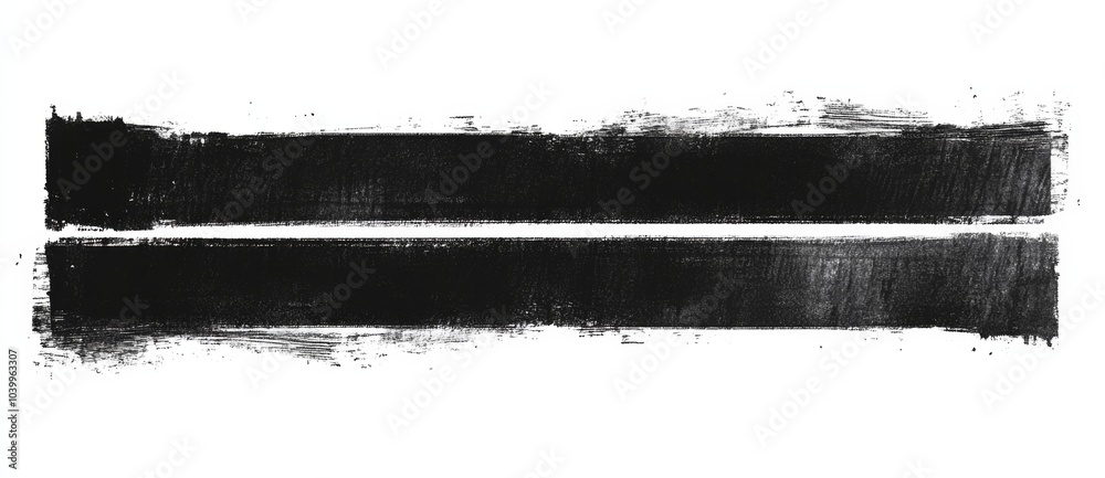 Black and white hand-drawn illustration of two uneven, rough-textured lines on a white background with a grungy artistic feel.