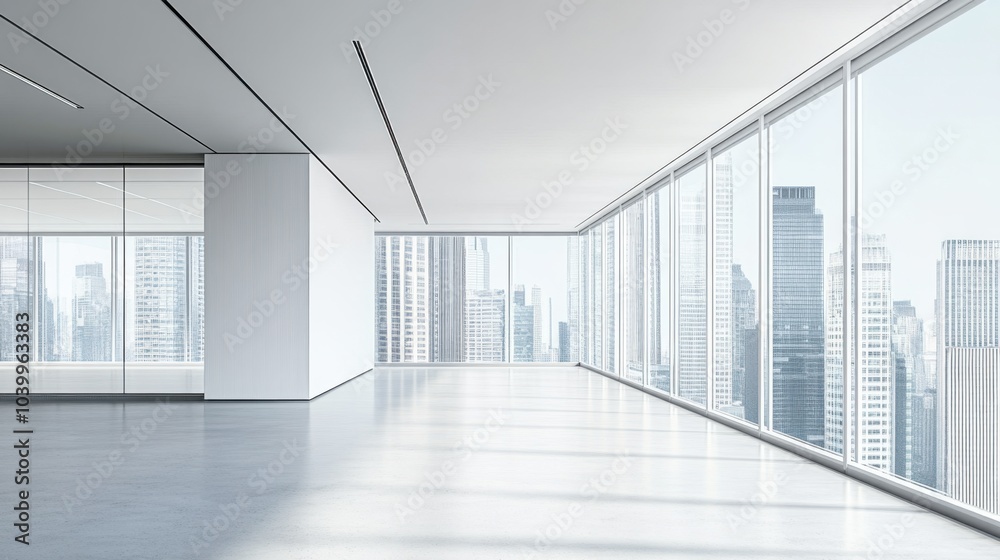 Fototapeta premium Modern Office Space with City View