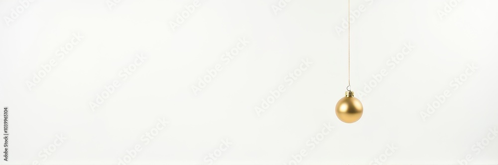 Elegant Gold Ornament Hanging on White Background for Holiday Season Elegant Gold Ornament Hanging on White Background for Holiday Season