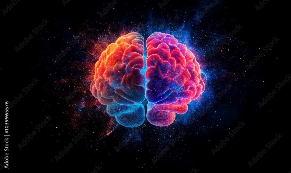 Creative brain having an explosion of consciousness. Concept of mental health and emotional well-being. Creative brain having an explosion of consciousness. Concept of mental health and emotional well-being.