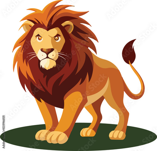 A lion is standing, cartoon lion illustration