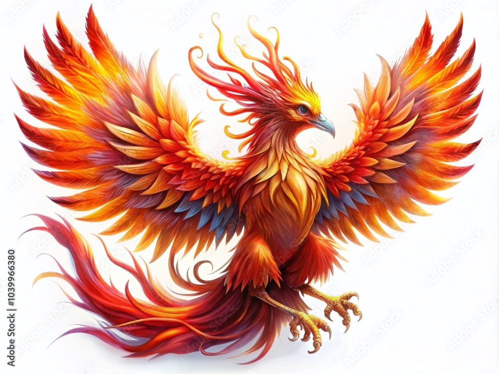 Obraz premium Fantasy Phoenix Watercolor Illustration - Tilt-Shift Photography Style for Creative Projects