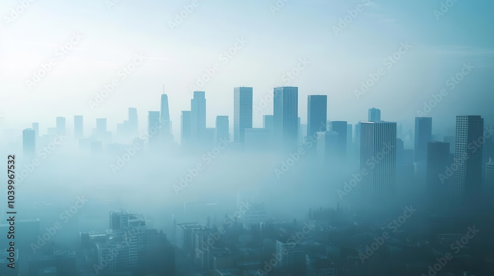 city skyline obscured by haze and smog, illustrating the impact of air pollution and global warming, with muted colors reflecting the gravity of environmental issues city skyline obscured by haze and smog, illustrating the impact of air pollution and global warming, with muted colors reflecting the gravity of environmental issues
