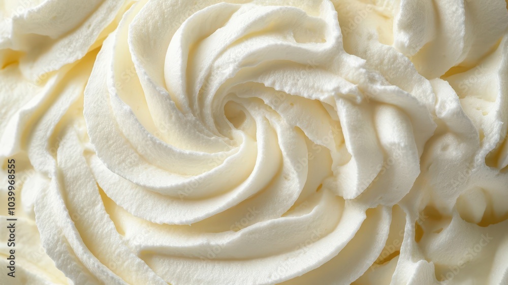 close-up of a creamy white whipped cream swirl, showcasing its smooth texture and glossy finish against a neutral backdrop, perfect for desserts and culinary presentations close-up of a creamy white whipped cream swirl, showcasing its smooth texture and glossy finish against a neutral backdrop, perfect for desserts and culinary presentations