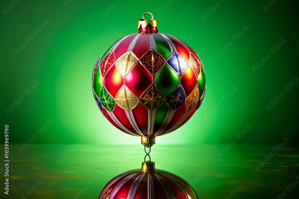 Fototapeta premium Festive Foil Balloon Xmas on Green Screen for Holiday Celebrations and Decorations