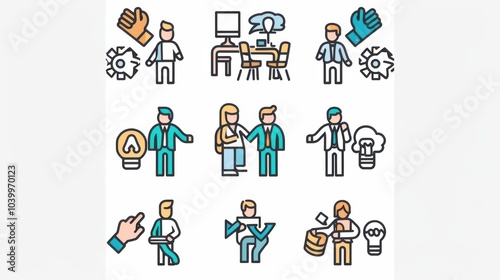Wallpaper Mural Set of icons depicting people in various business situations Torontodigital.ca