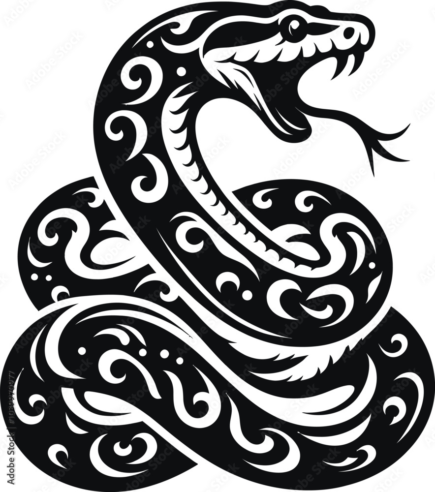 Snake vector illustration shilloutee Snake vector illustration shilloutee
