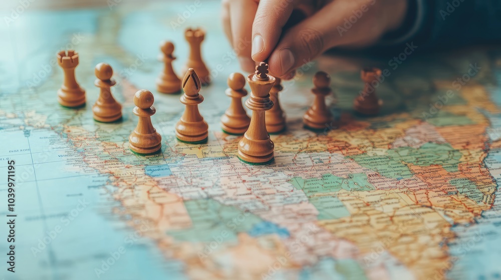 Strategic Chess Play on a Colorful Map Strategic Chess Play on a Colorful Map