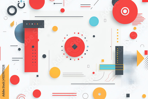 Abstract shapes turning into geometric patterns, transformation and creativity, flat design illustration photo