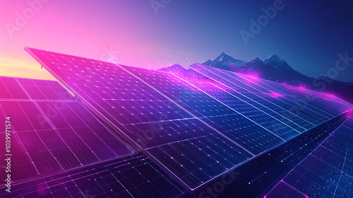 Smart Solar cell or Digital Solar Panel System Network, Modern technology for energy revolution, Alternative power source, Photovoltaic module. photo