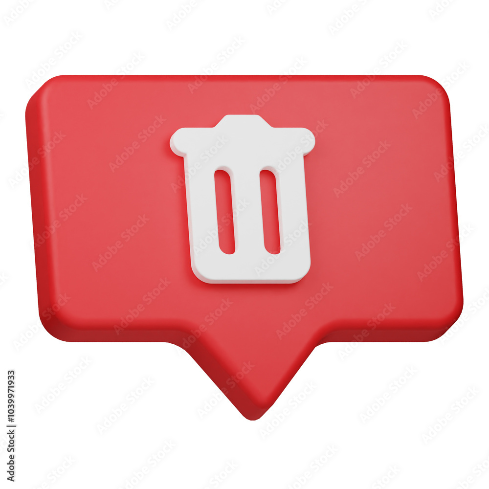 delete chat 3d icon isolated on the white background