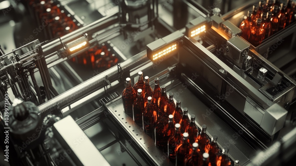 Beverage Bottling Production Line in Action Beverage Bottling Production Line in Action