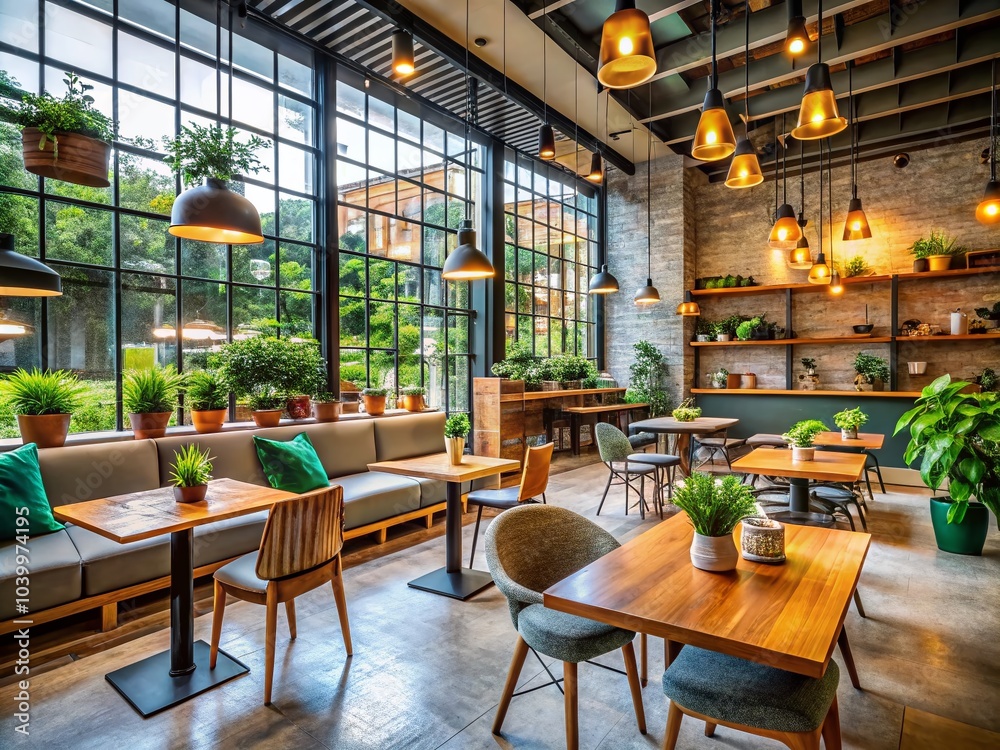 Fototapeta premium Flat Cafe Design Elements Collection for Modern Interior Spaces, Cozy Atmosphere, and Creative Ambiance