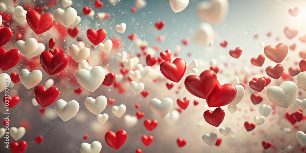 Flying Over White and Red Hearts in 3D – Romantic Love Theme for Valentine's Day Flying Over White and Red Hearts in 3D – Romantic Love Theme for Valentine's Day