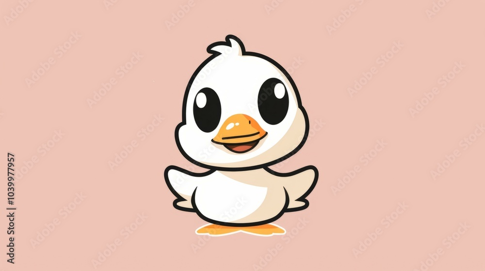 Cute cartoon duckling. Adorable cartoon duckling with big eyes and a cheerful smile. Perfect for kids' projects or social media.