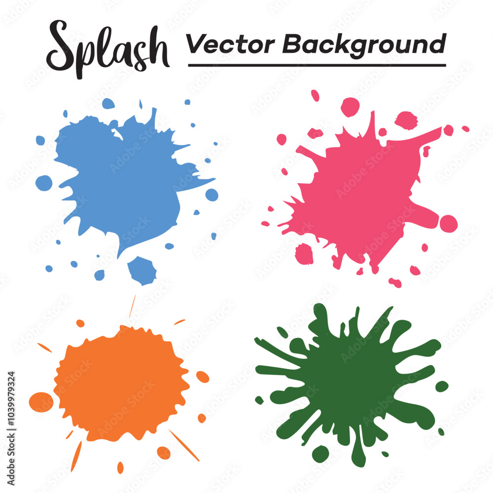 Splash Vector Background Design. Set of ink splashes. Splash Vector Background Design. Set of ink splashes.