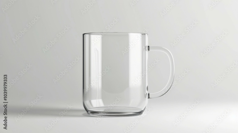 Empty glass mug. A clear glass mug with a handle, perfect for a morning beverage or a cozy evening drink. Its transparency symbolizes purity and simplicity. Empty glass mug. A clear glass mug with a handle, perfect for a morning beverage or a cozy evening drink. Its transparency symbolizes purity and simplicity.
