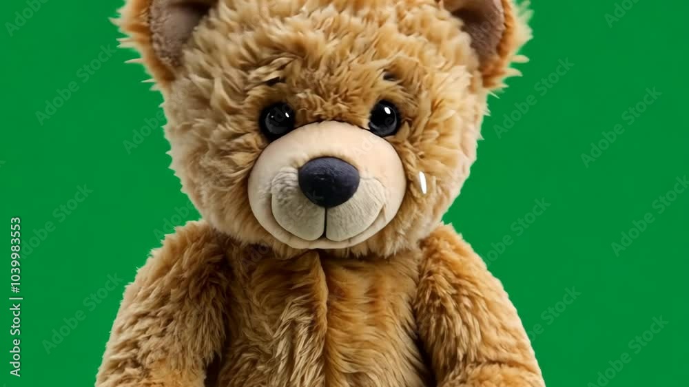 Soft teddy bear on green background ready for a gentle hug. Green screen. Soft teddy bear on green background ready for a gentle hug. Green screen.