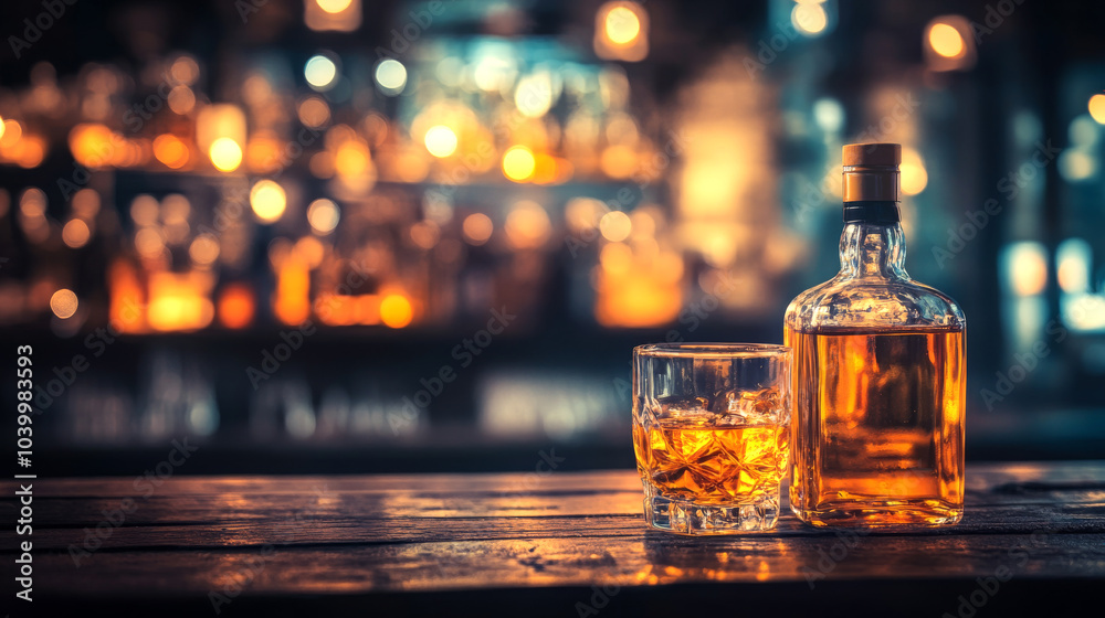 whiskey bottle on blur background whiskey bottle on blur background