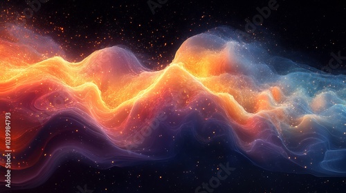 Artistic representation of sleep cycles flowing layers of colors and shapes showcasing stages like light sleep deep sleep and REM with annotations for biohacking insight