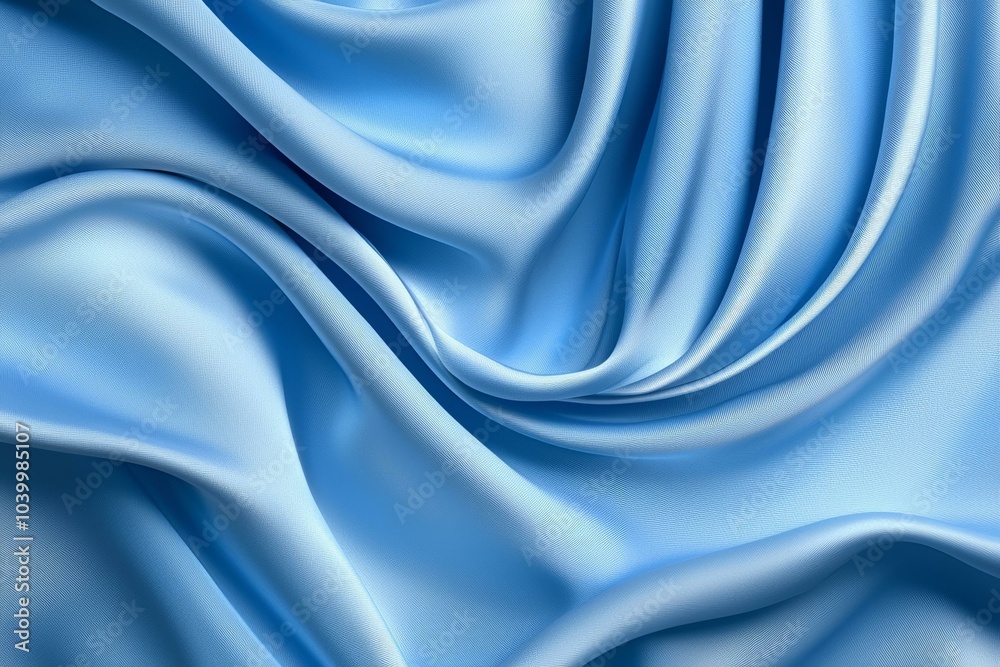 Soft blue satin fabric texture with elegant folds and waves. Soft blue satin fabric texture with elegant folds and waves.