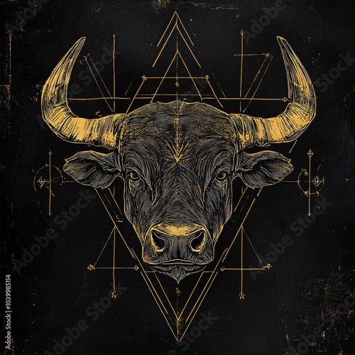 taurus zodiac sign, Abstract night sky background
 photo