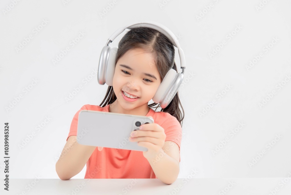 asia cute Girl playing game on a smartphone. asia cute Girl playing game on a smartphone.