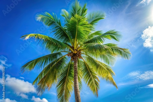 Wallpaper Mural Coconut palm tree on blue sky background, Medium Shot Torontodigital.ca