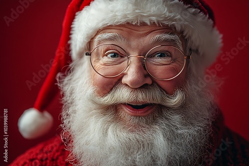 Close-up portrait of a cheerful Santa Claus