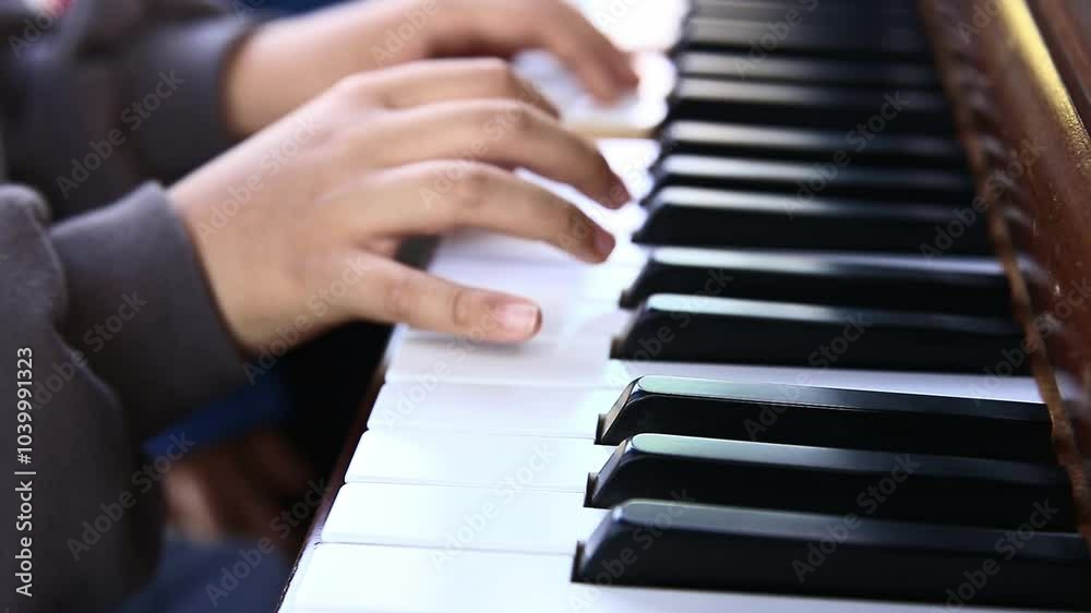 a child's hand holding a piano keyboard
a child's hand holding a piano keyboard