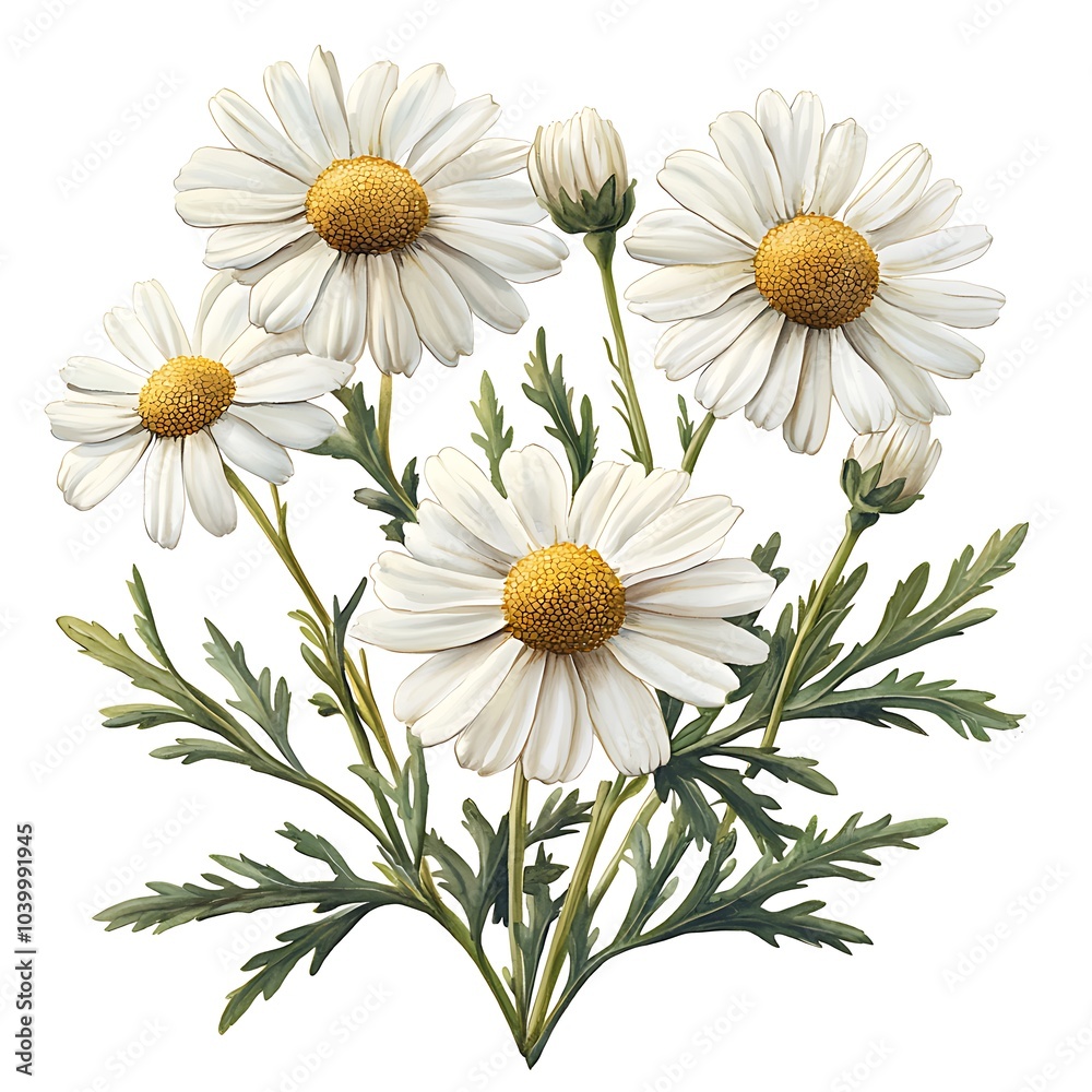 Fototapeta premium Detailed Illustration of Camomile Flower Arrangement