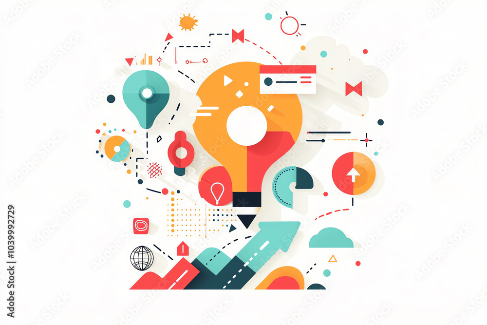 Arrow expanding into a pathway, symbolizing strategy and planning framework, flat design illustration Arrow expanding into a pathway, symbolizing strategy and planning framework, flat design illustration