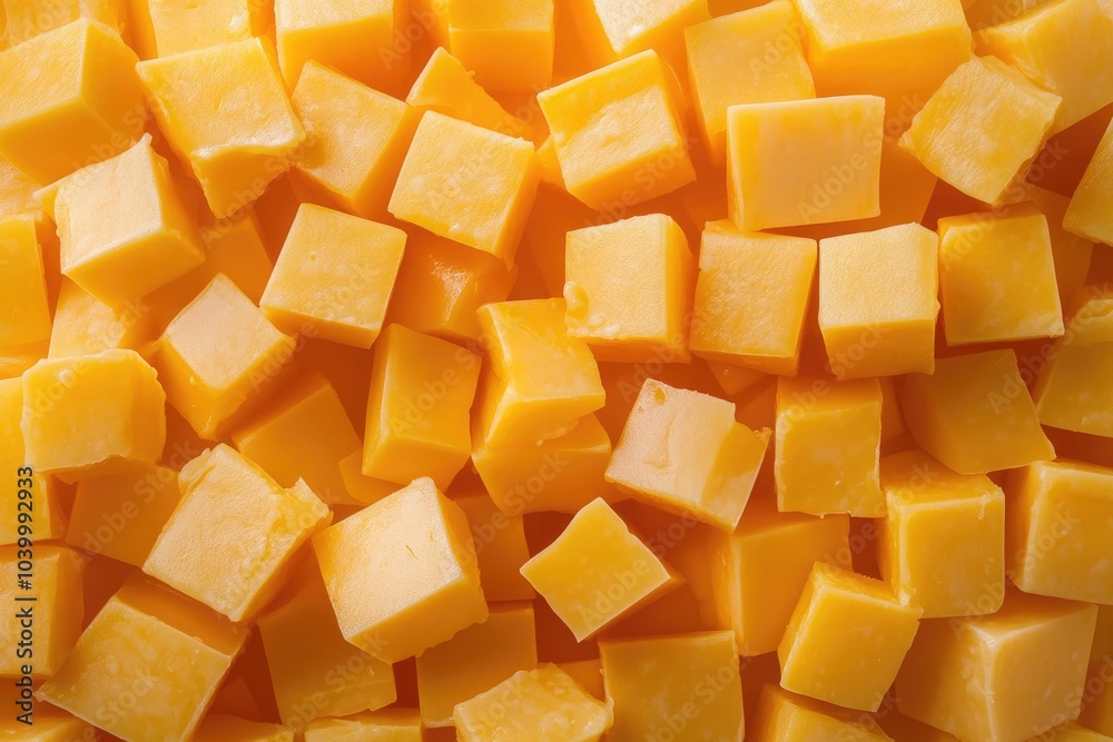 Close-up of Diced Cheddar Cheese Close-up of Diced Cheddar Cheese