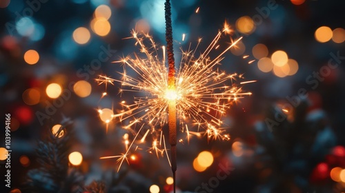 sparkling sparklers illuminating a festive new years eve 2025 celebration surrounded by vibrant bokeh lights encapsulating the joyous spirit of holiday festivities