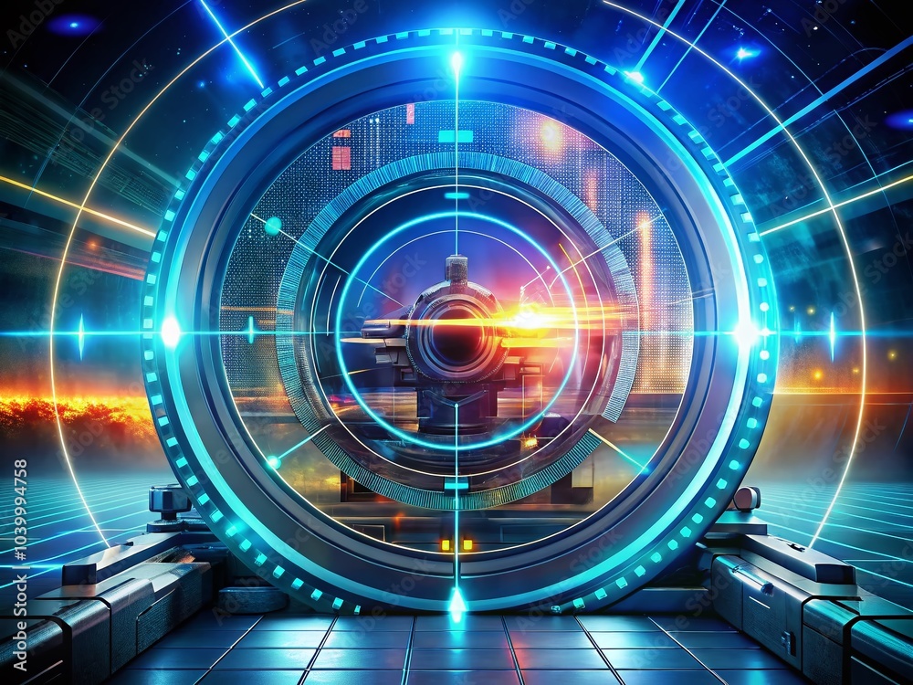 Fototapeta premium Futuristic Sci-Fi Spaceship Aiming System with High-Tech HUD Interface Elements