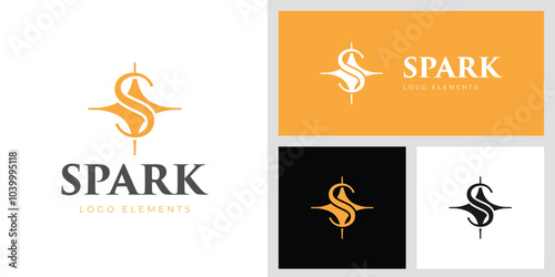 Letter S Bright Sparkle creative logo design with abstract light symbol for festive vector element logo illustration