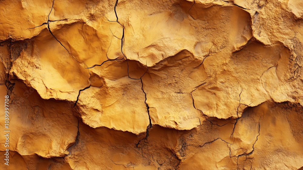 Texture of dry cracked earth surface illuminated by sunlight, showcasing natural patterns and warm colors in an outdoor setting Texture of dry cracked earth surface illuminated by sunlight, showcasing natural patterns and warm colors in an outdoor setting