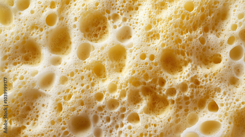 Close-up of a porous, textured sponge revealing bubbles and holes, highlighting its natural design and structure Close-up of a porous, textured sponge revealing bubbles and holes, highlighting its natural design and structure